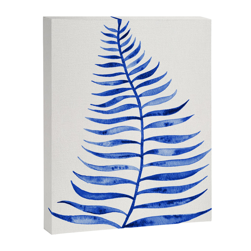 Navy Palm Leaf Canvas Print Gallery Image 8