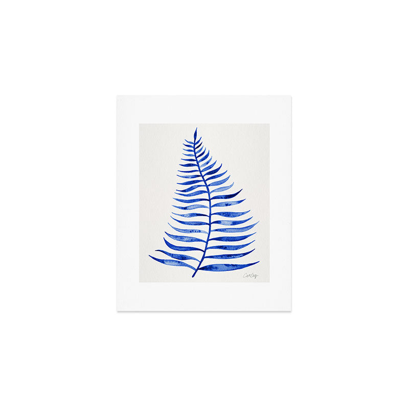 Navy Palm Leaf Art Print Gallery Image 1