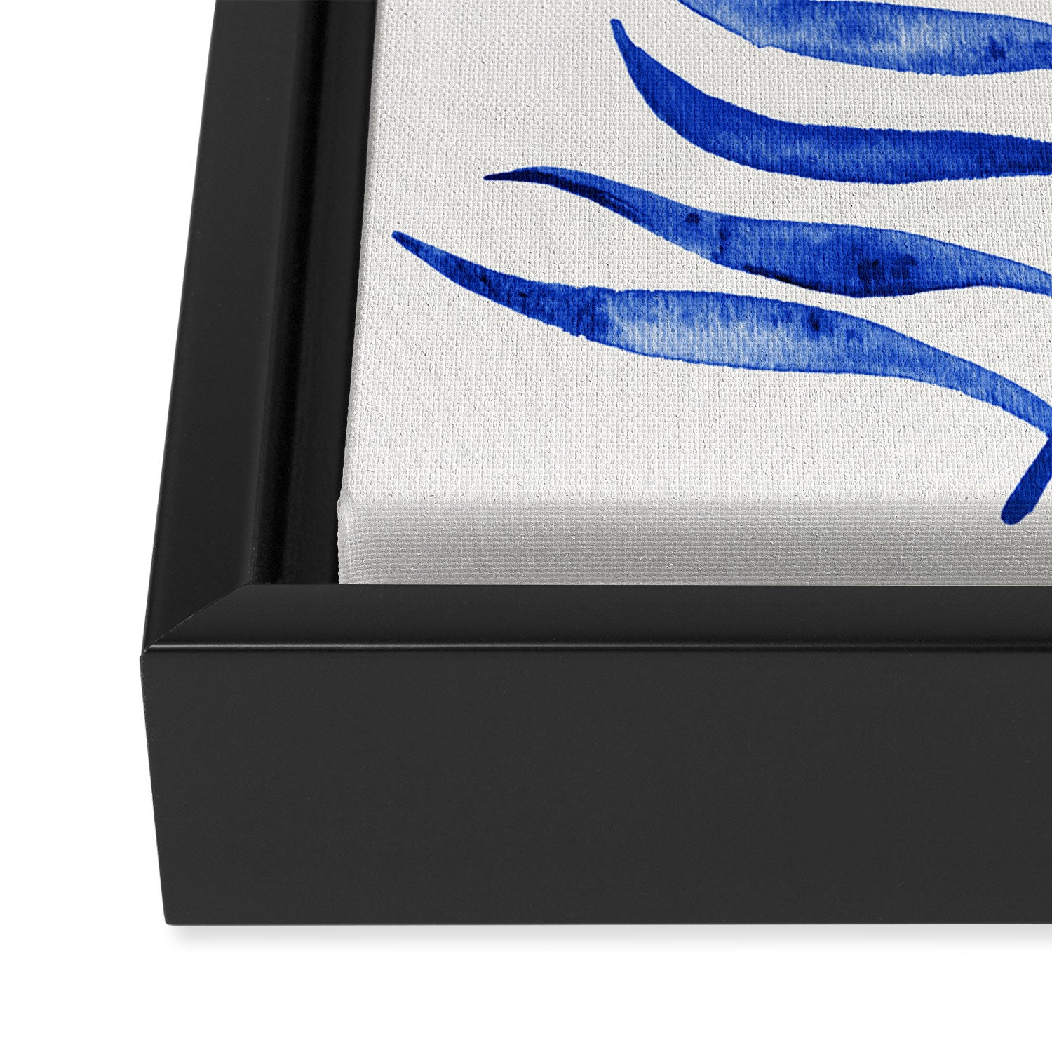 Navy Palm Leaf Framed Canvas Print Gallery Image 3