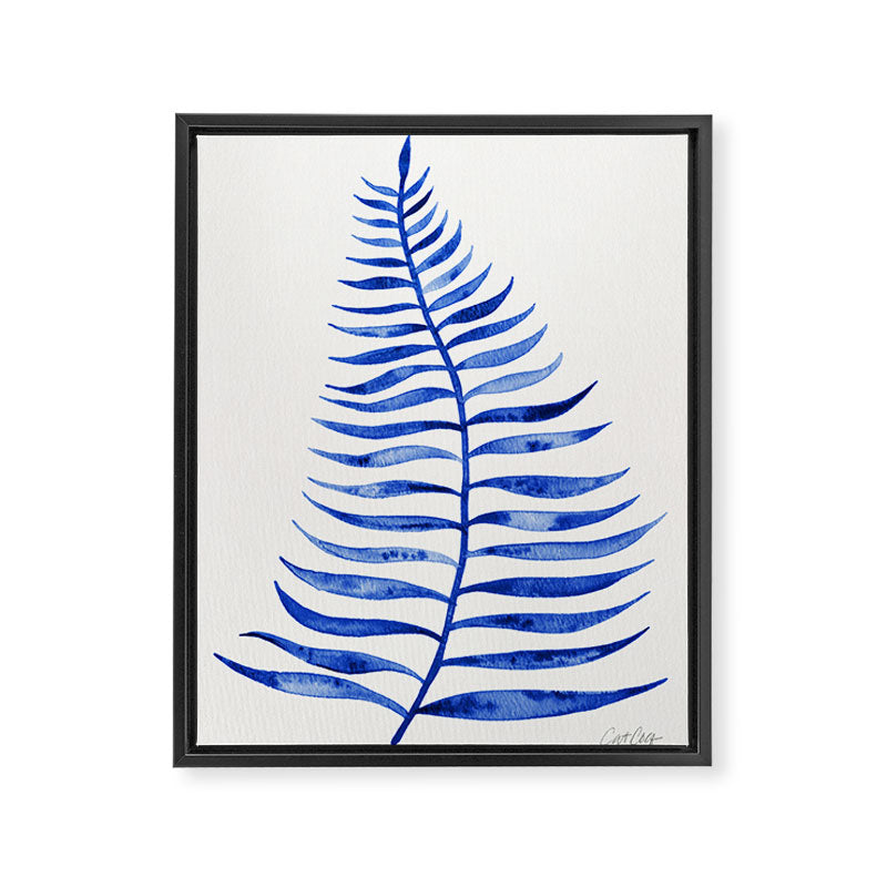 Navy Palm Leaf Framed Canvas Print Gallery Image 8