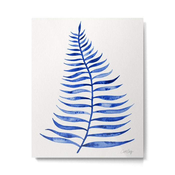 Navy Palm Leaf Metal Print Gallery Image 1