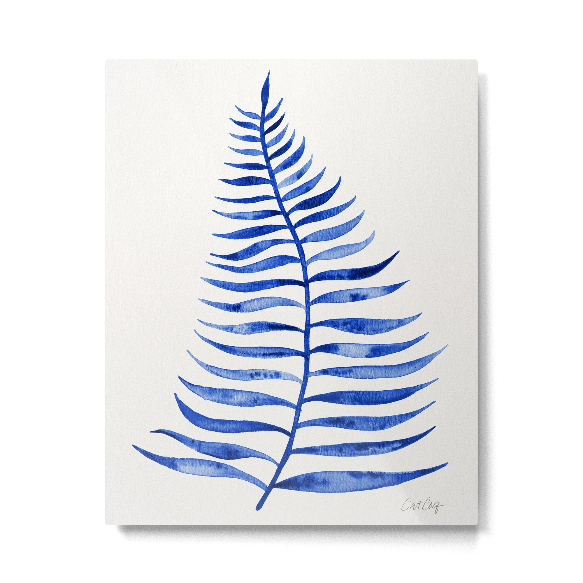 Navy Palm Leaf Metal Print Gallery Image 6
