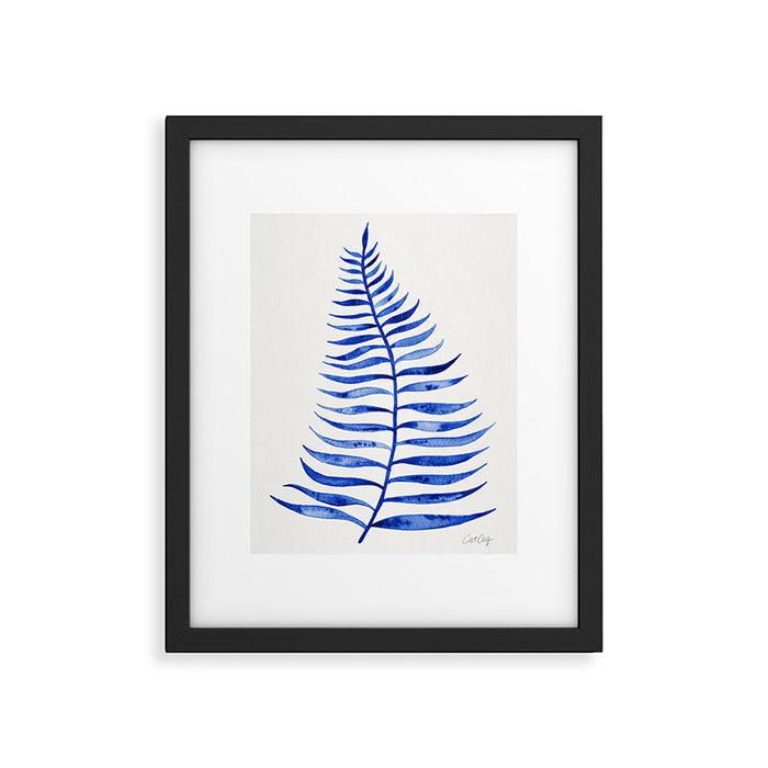 Navy Palm Leaf Framed Art Print Gallery Image 1