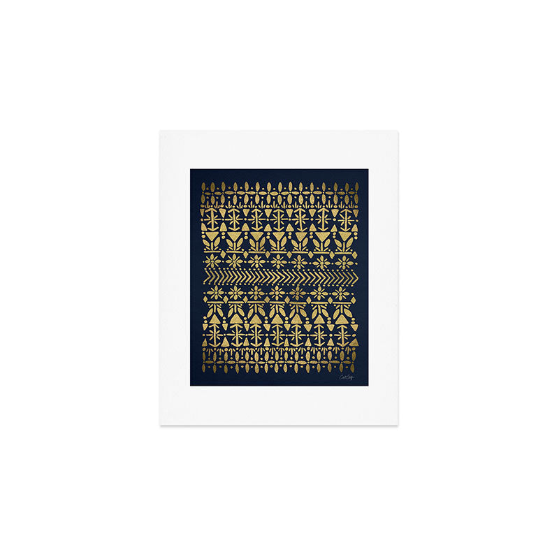 Norwegian Pattern - Gold on Navy Art Print Gallery Image 1
