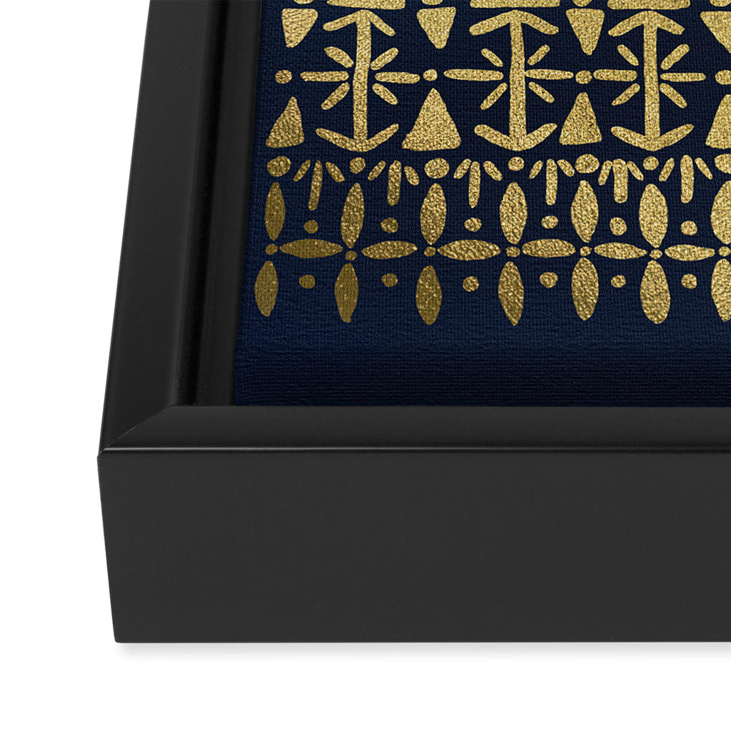Norwegian Pattern - Gold on Navy Framed Canvas Print Gallery Image 3
