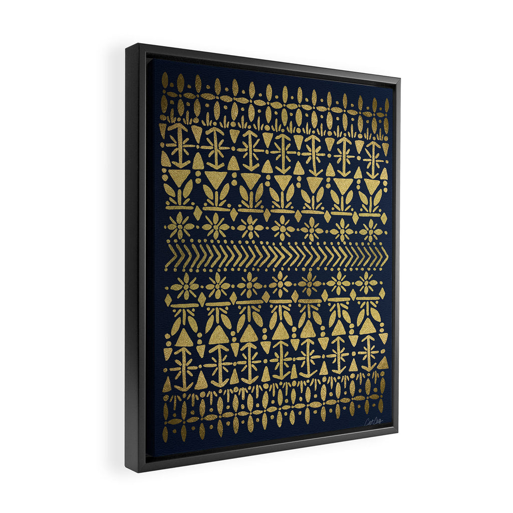 Norwegian Pattern - Gold on Navy Framed Canvas Print Gallery Image 2