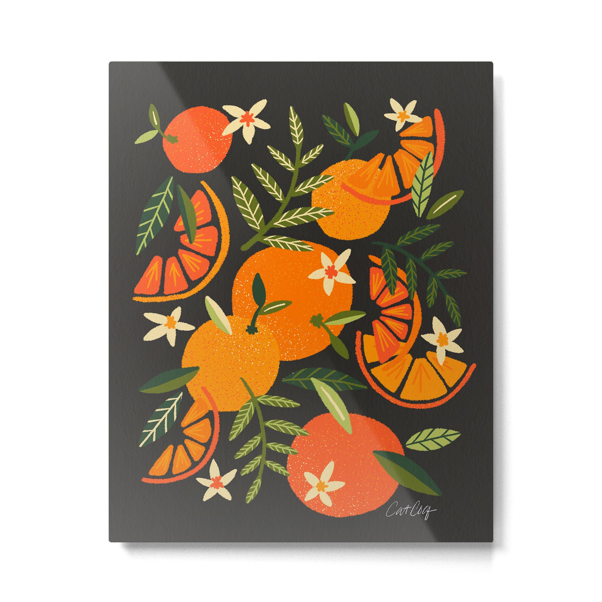 Orange Blooms - Charcoal Metal Print Gallery Image 6