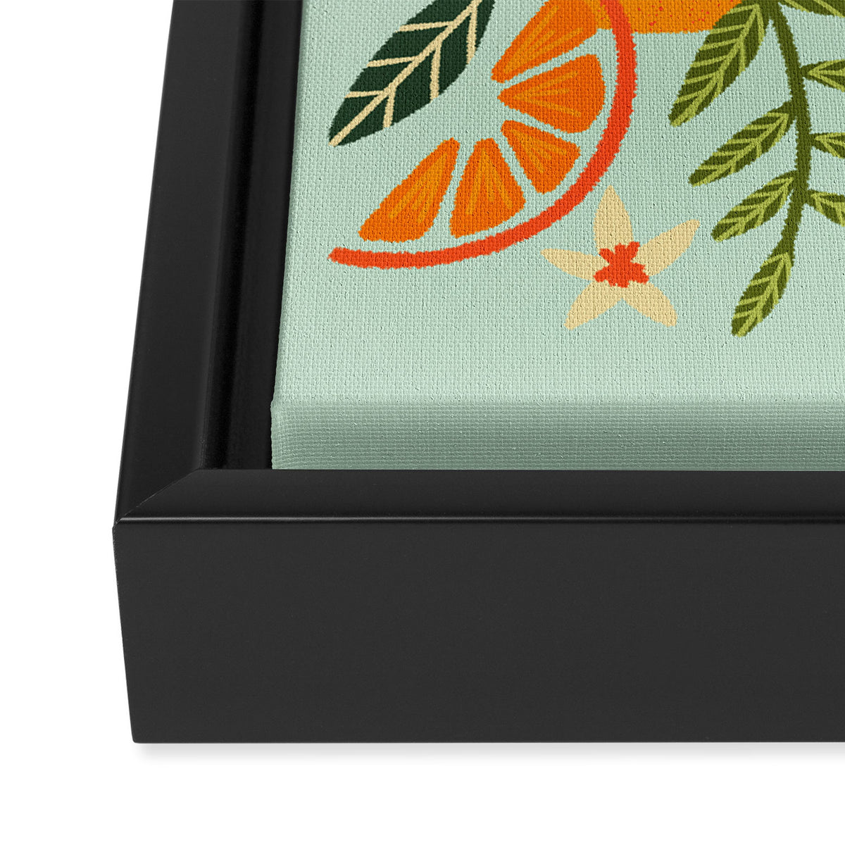 Orange Blooms - Mint Palette Framed Canvas Print Gallery Image 3