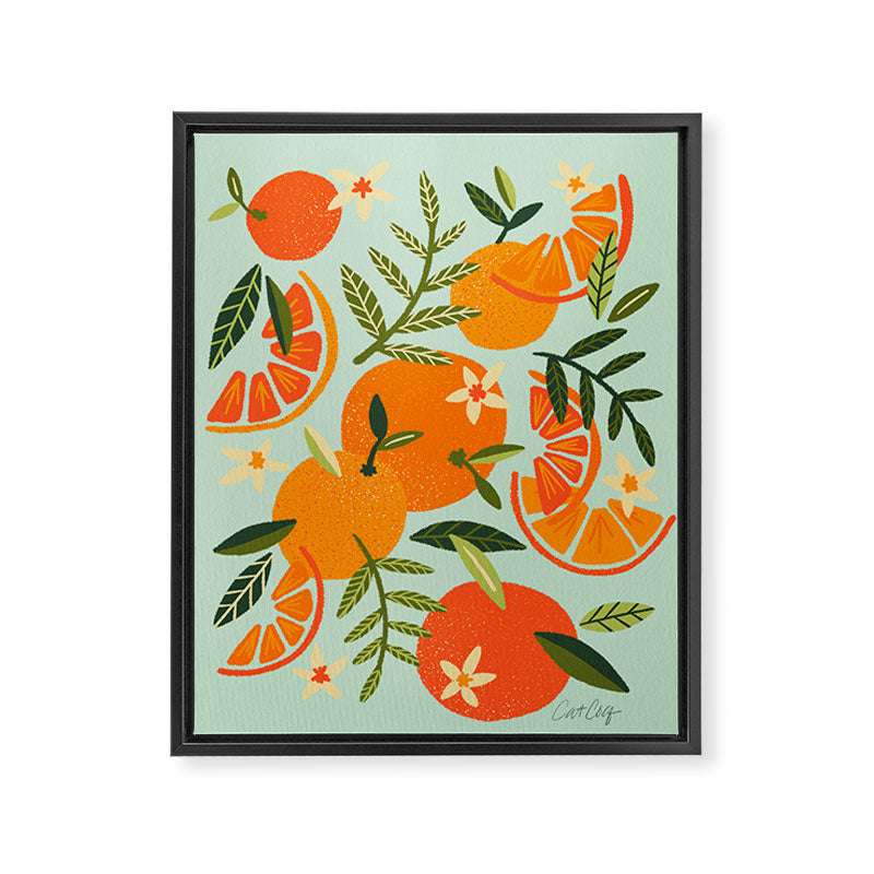 Orange Blooms - Mint Palette Framed Canvas Print Gallery Image 8