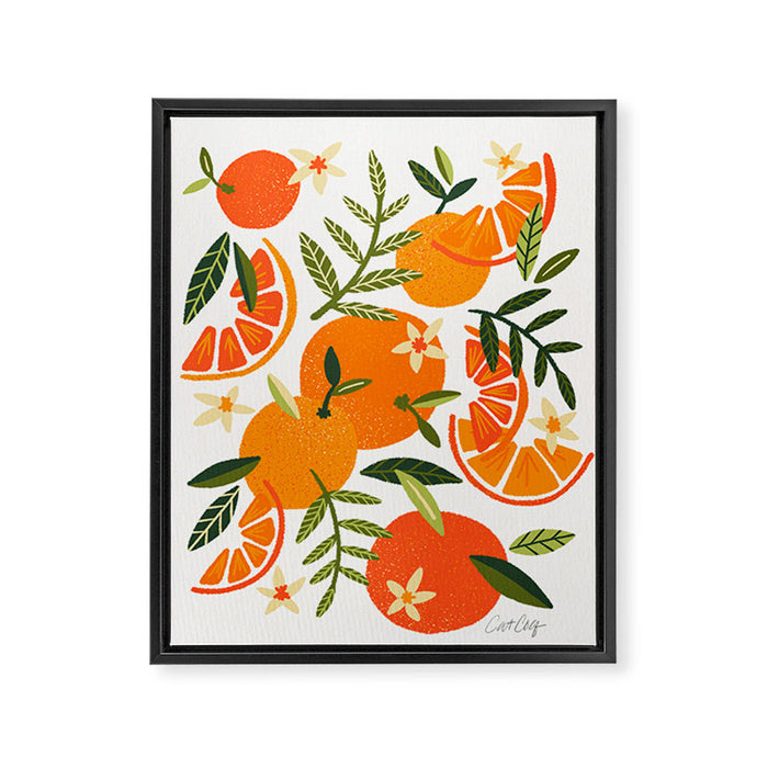 Orange Blooms - White Palette Framed Canvas Print Gallery Image 1