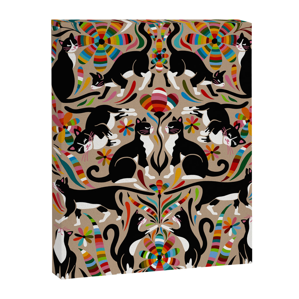 Otomi Cats - Rainbow & Tan Canvas Print Gallery Image 8