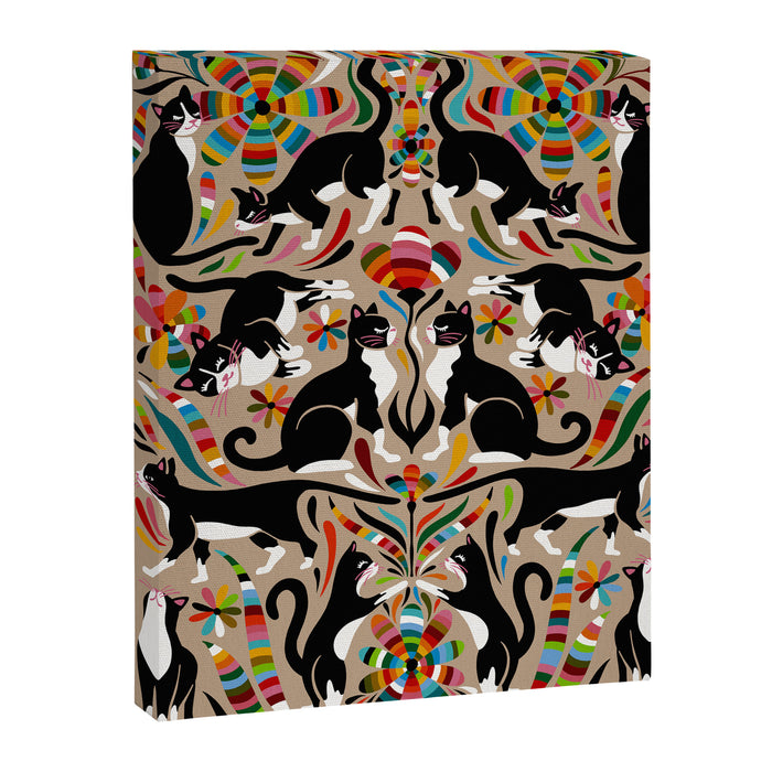 Otomi Cats - Rainbow & Tan Canvas Print Gallery Image 1