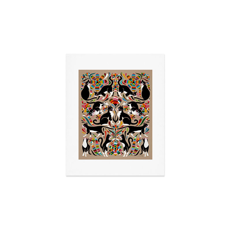 Otomi Cats - Rainbow & Tan Art Print Gallery Image 1