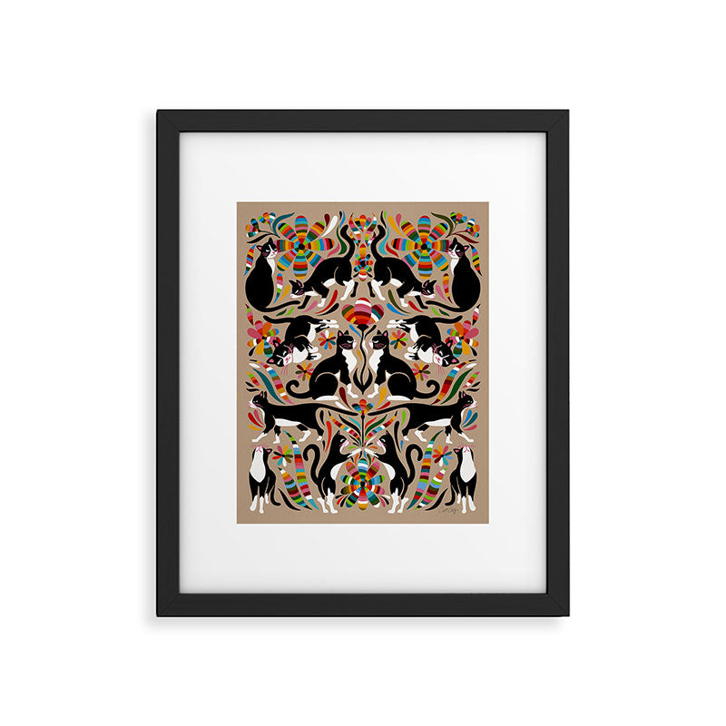 Otomi Cats - Rainbow & Tan Framed Art Print Gallery Image 4