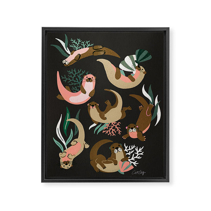 Otter Collection - Charcoal Framed Canvas Print Gallery Image 1