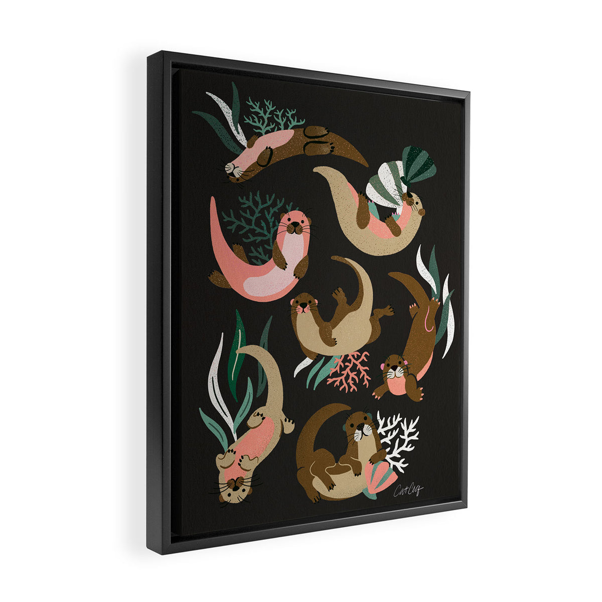 Otter Collection - Charcoal Framed Canvas Print Gallery Image 2