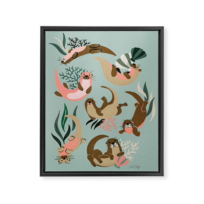 Otter Collection - Mint Palette Framed Canvas Print Gallery Image 1