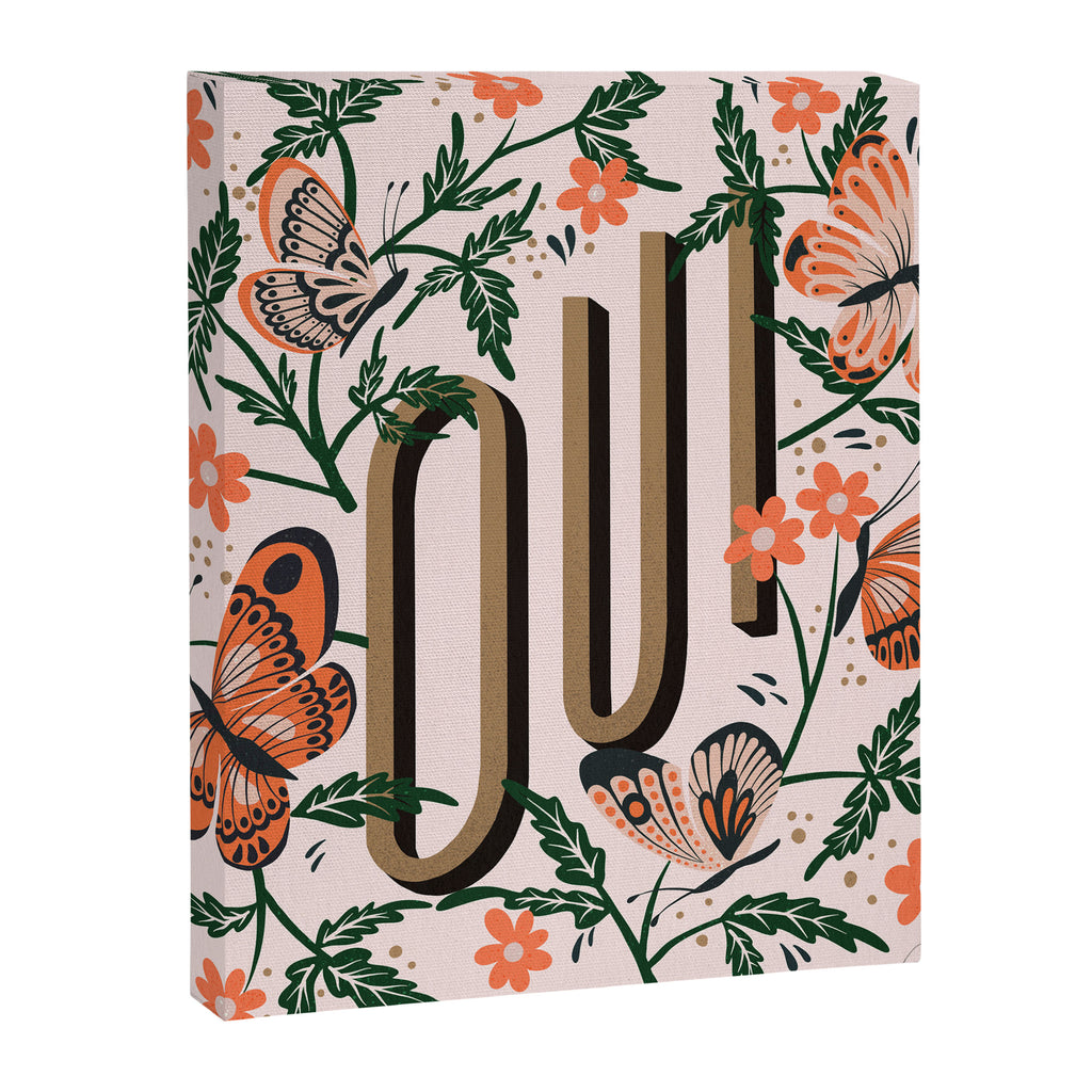 Oui Butterflies - Coral & Green Canvas Print Gallery Image 8