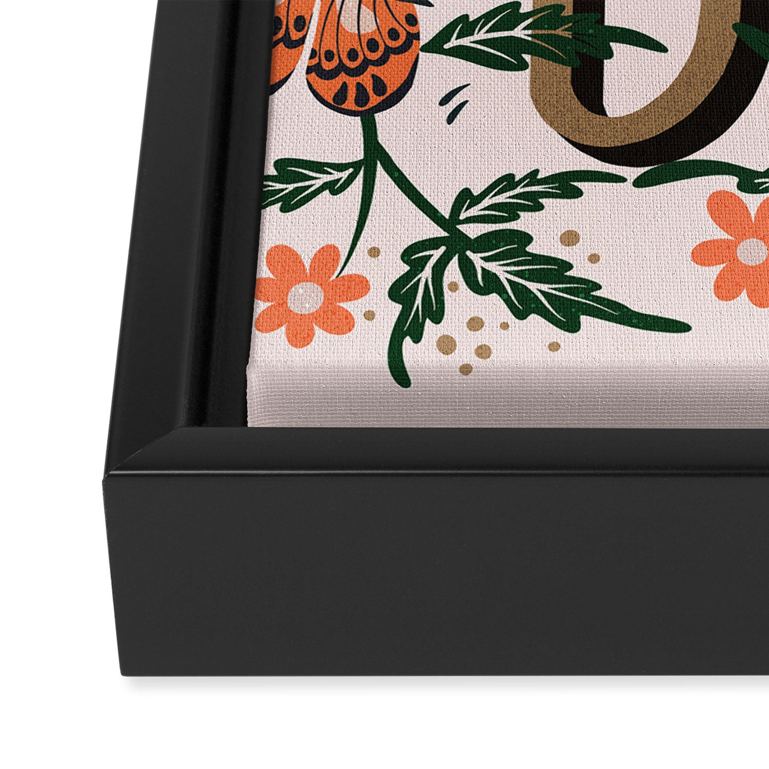 Oui Butterflies - Coral & Green Framed Canvas Print Gallery Image 3