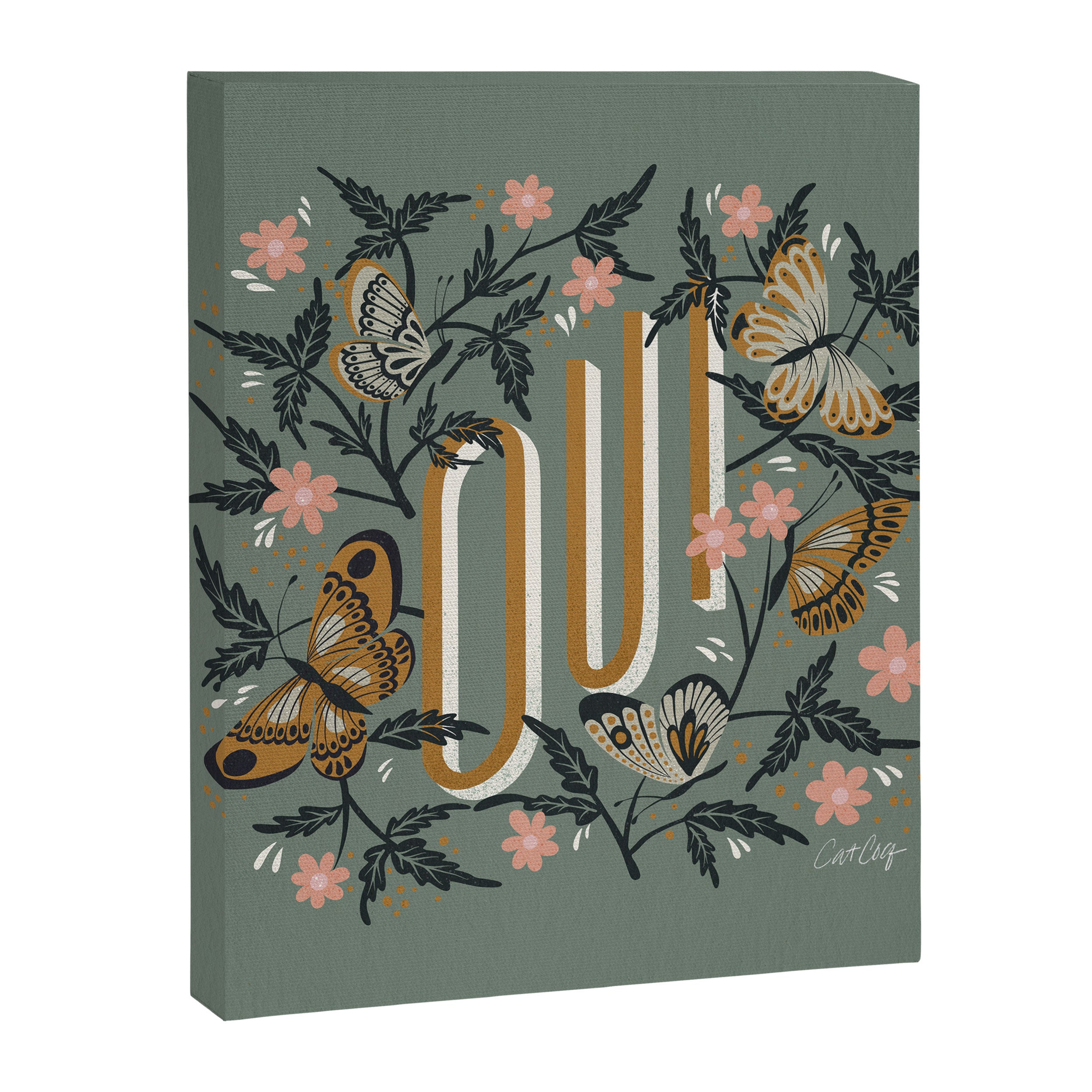 Oui Butterflies - Mint & Gold Canvas Print Gallery Image 8