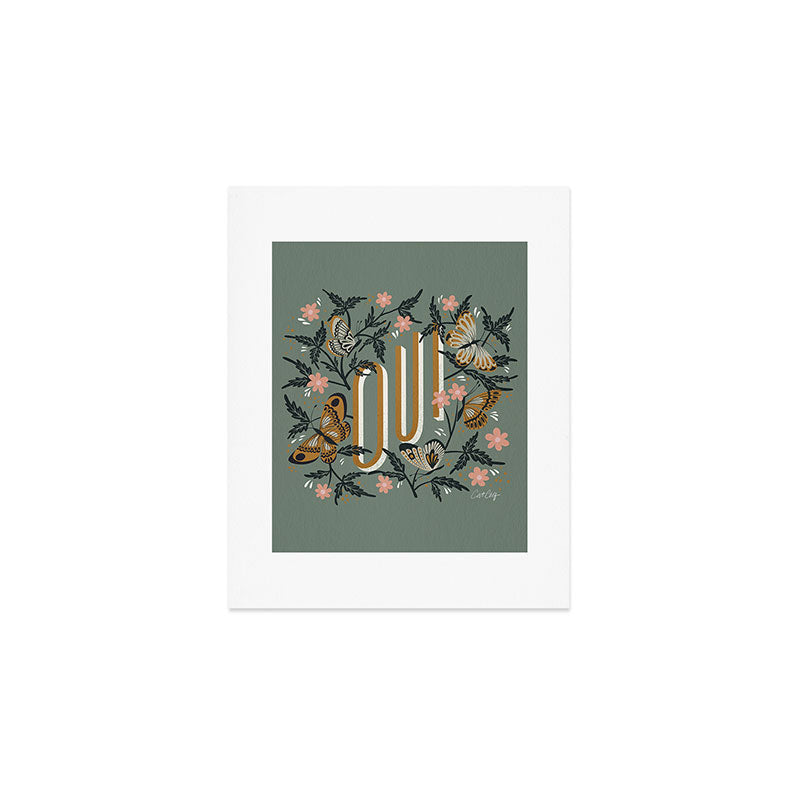 Oui Butterflies - Mint & Gold Art Print Gallery Image 1