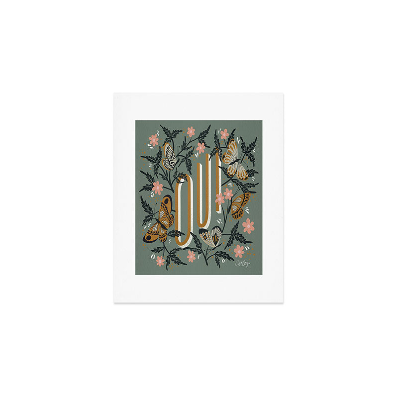 Oui Butterflies - Mint & Gold Art Print Gallery Image 1