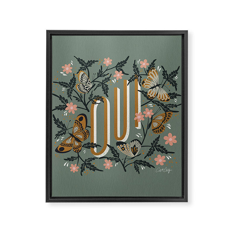 Oui Butterflies - Mint & Gold Framed Canvas Print Gallery Image 8