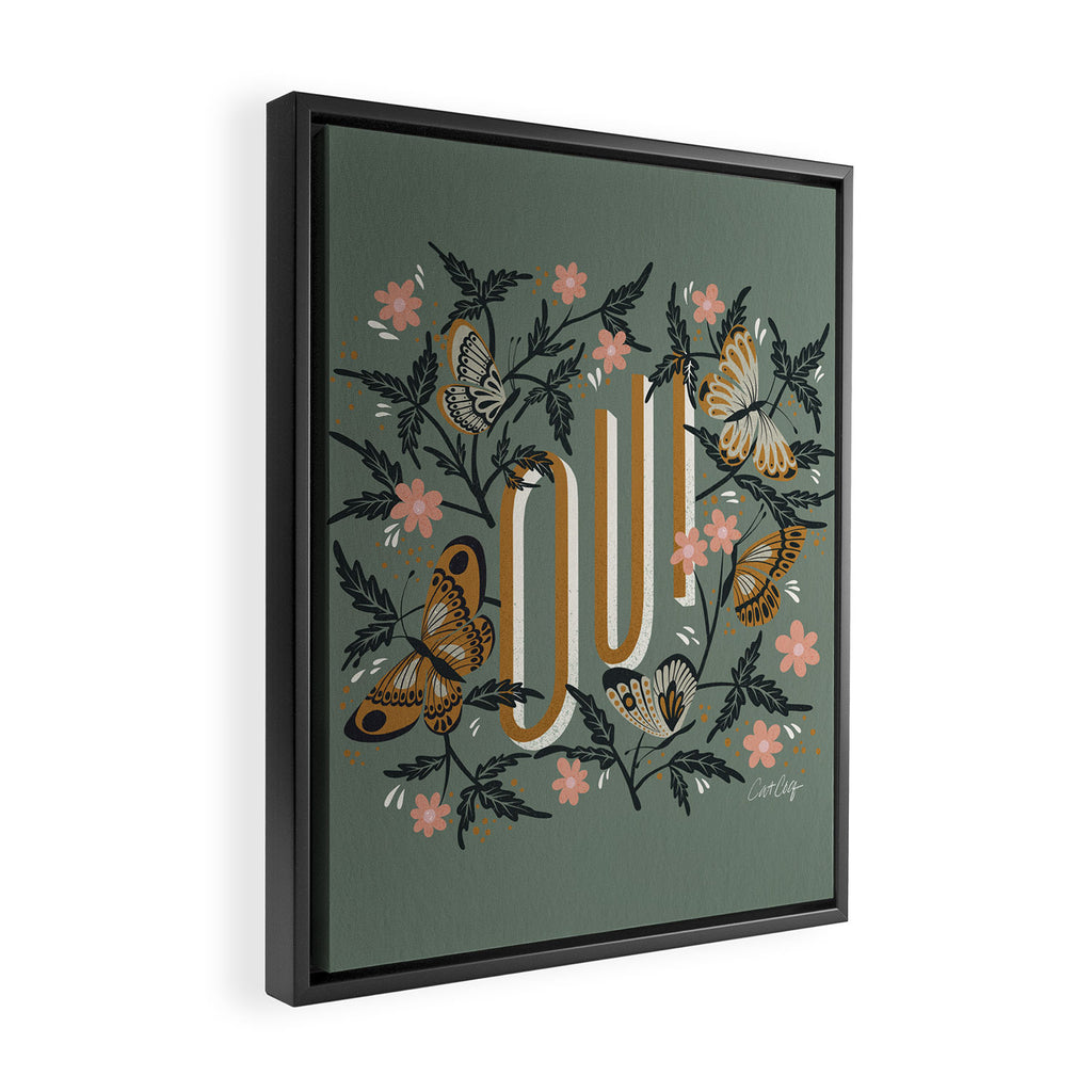 Oui Butterflies - Mint & Gold Framed Canvas Print Gallery Image 2