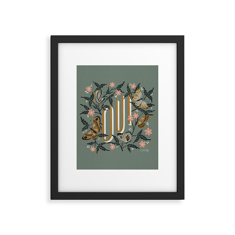 Oui Butterflies - Mint & Gold Framed Art Print Gallery Image 6