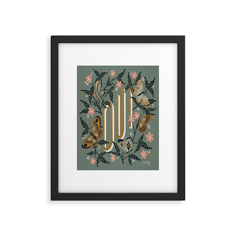 Oui Butterflies - Mint & Gold Framed Art Print Gallery Image 4