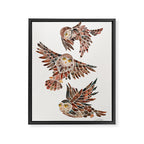 Owls in Flight - Brown Palette Framed Canvas Print Gallery Image 8