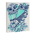 Owls - Turquoise & Navy Canvas Print Gallery Image 6