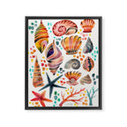 Painted Seashells - Coral & Blue Framed Canvas Print Gallery Image 6