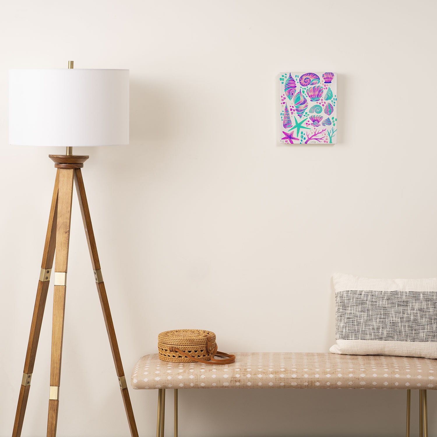 Painted Seashells - Periwinkle & Mint Canvas Print Gallery Image 2