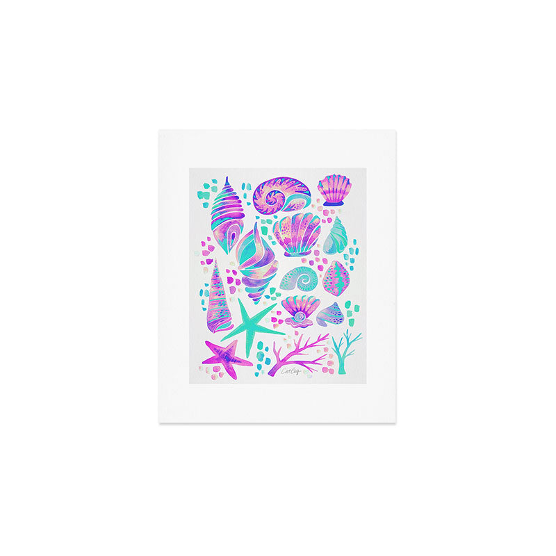 Painted Seashells - Periwinkle & Mint Art Print Gallery Image 1