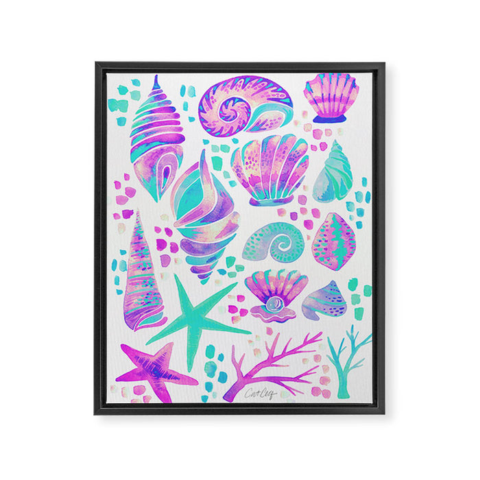 Painted Seashells - Periwinkle & Mint Framed Canvas Print Gallery Image 1
