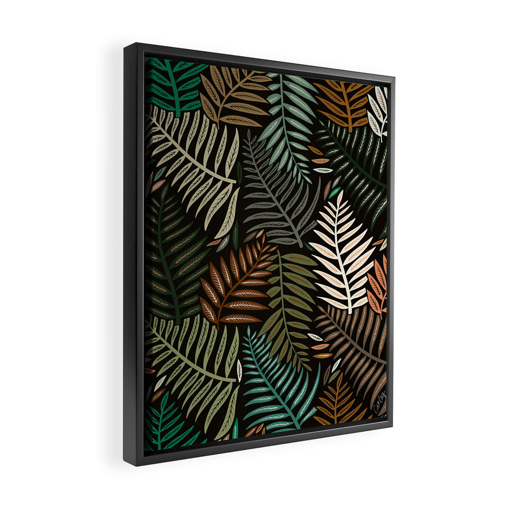 Palm Pattern â Khaki Green Framed Canvas Print Gallery Image 2