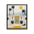 Palm Springs Home â Yellow & Blue Framed Canvas Print Gallery Image 8