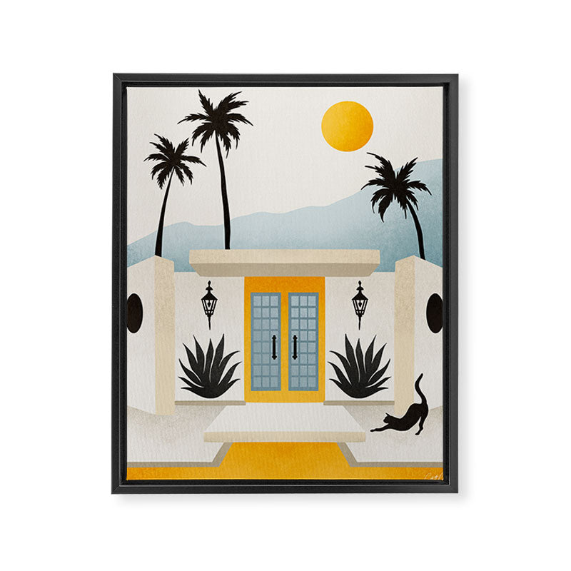 Palm Springs Home â Yellow & Blue Framed Canvas Print Gallery Image 8