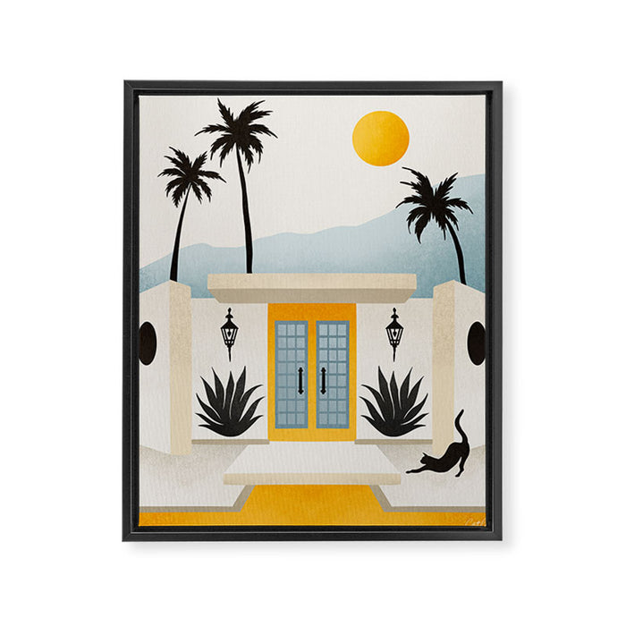 Palm Springs Home â Yellow & Blue Framed Canvas Print Gallery Image 1