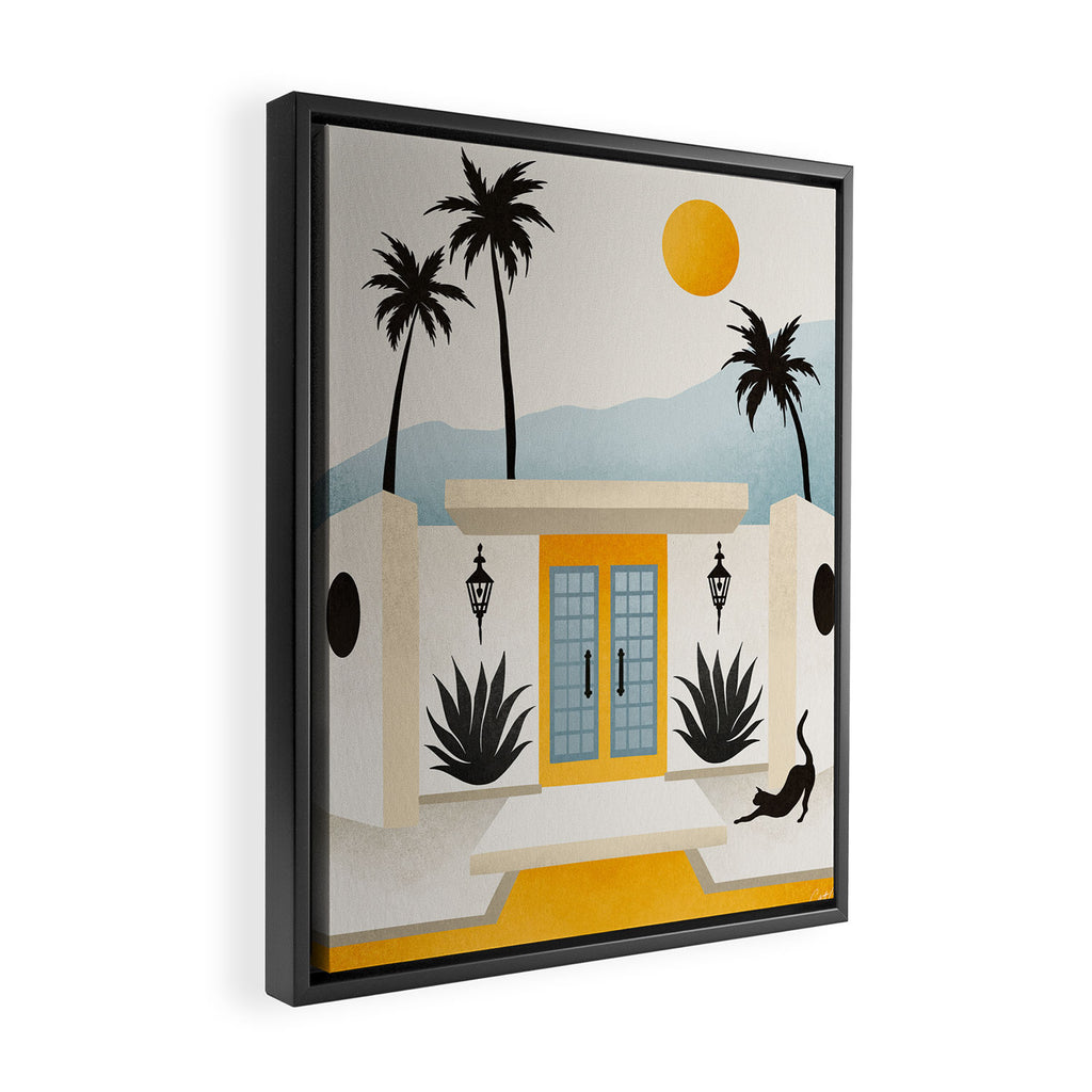 Palm Springs Home â Yellow & Blue Framed Canvas Print Gallery Image 2