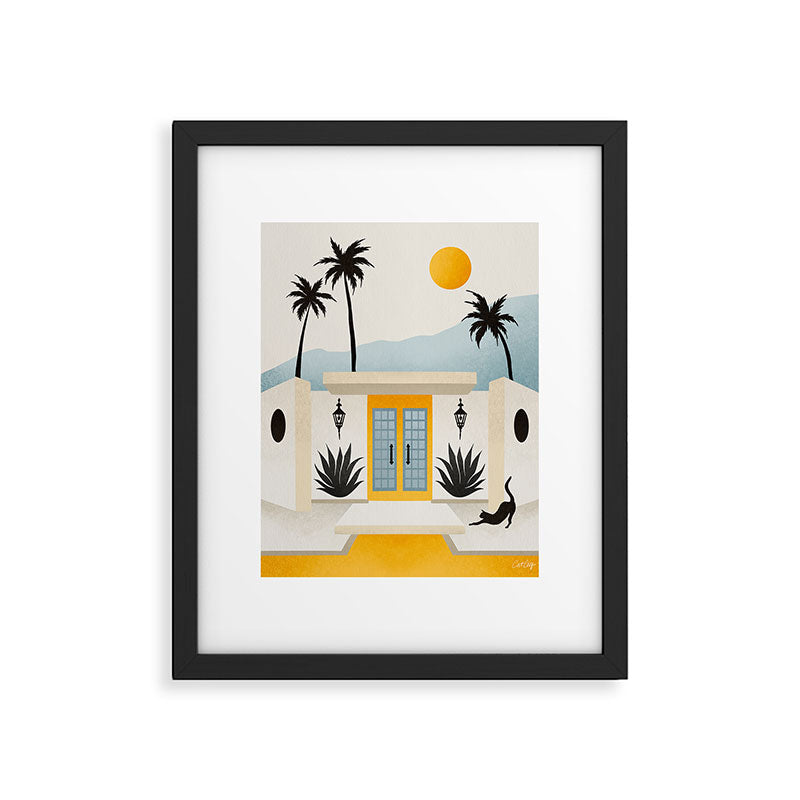 Palm Springs Home â Yellow & Blue Framed Art Print Gallery Image 6