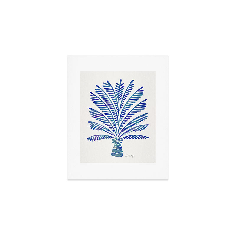 Palm Tree - Navy Palette Art Print Gallery Image 1