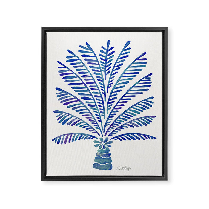 Palm Tree - Navy Palette Framed Canvas Print Gallery Image 1