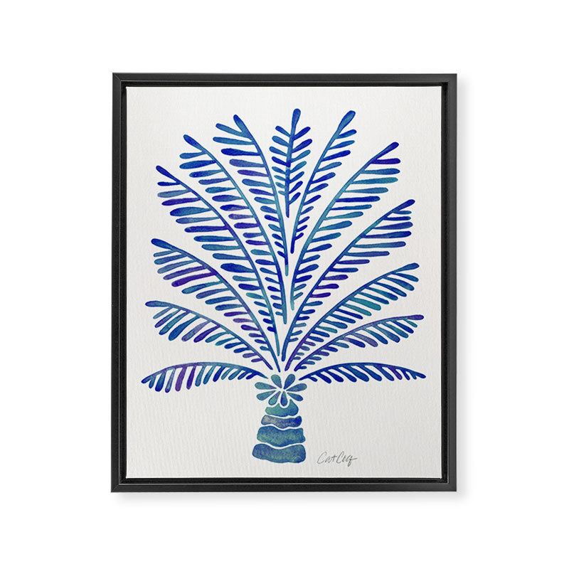 Palm Tree - Navy Palette Framed Canvas Print Gallery Image 8