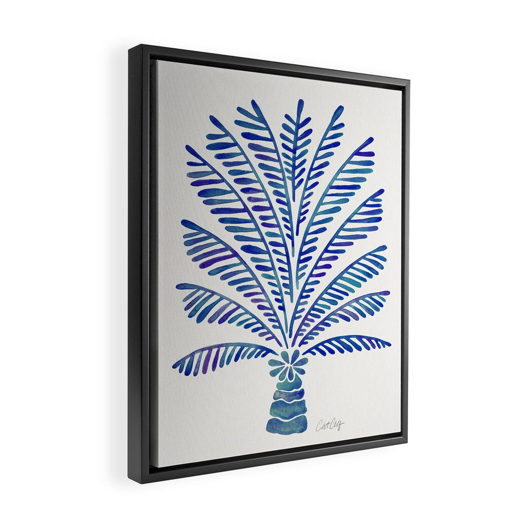 Palm Tree - Navy Palette Framed Canvas Print Gallery Image 2