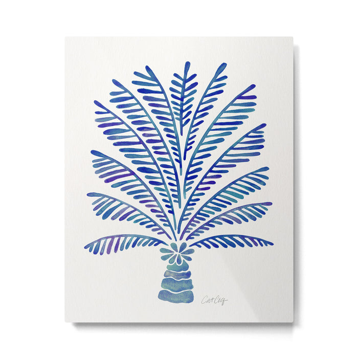 Palm Tree - Navy Palette Metal Print Gallery Image 1
