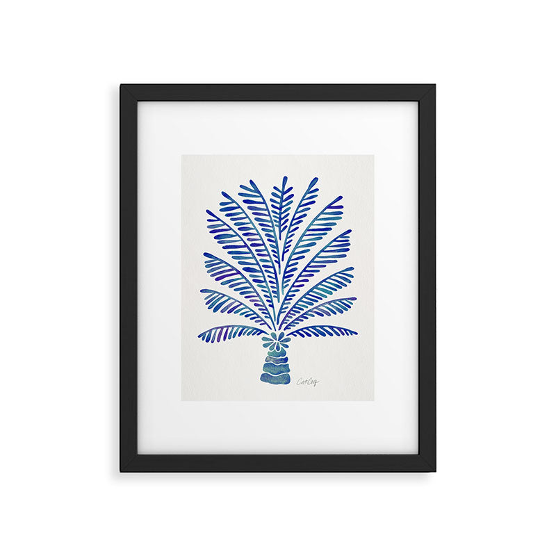 Palm Tree - Navy Palette Framed Art Print Gallery Image 6