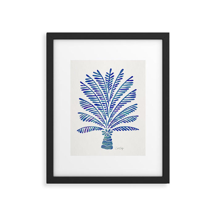 Palm Tree - Navy Palette Framed Art Print Gallery Image 1