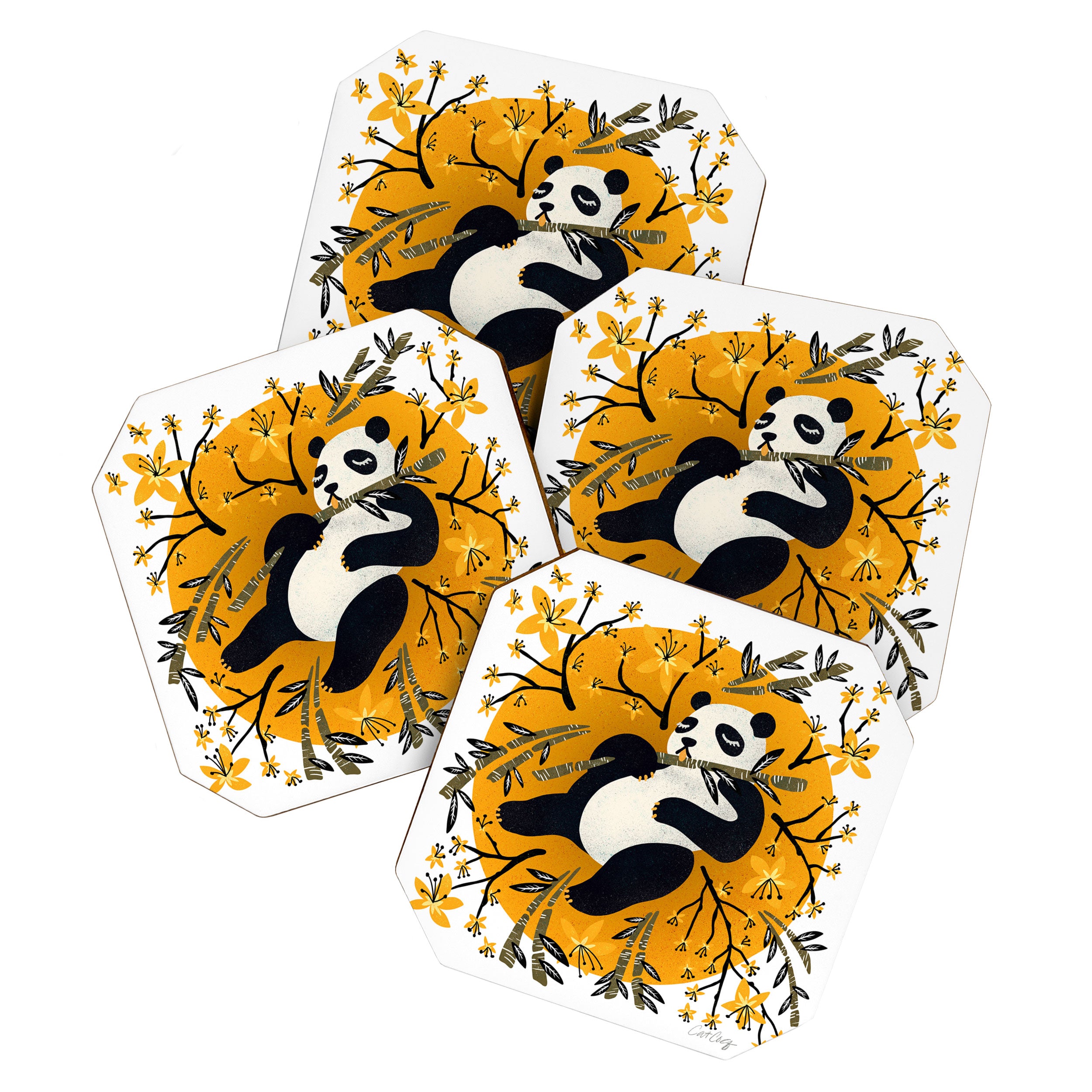 Panda Vibes - Marigold Palette Coaster Gallery Image 1